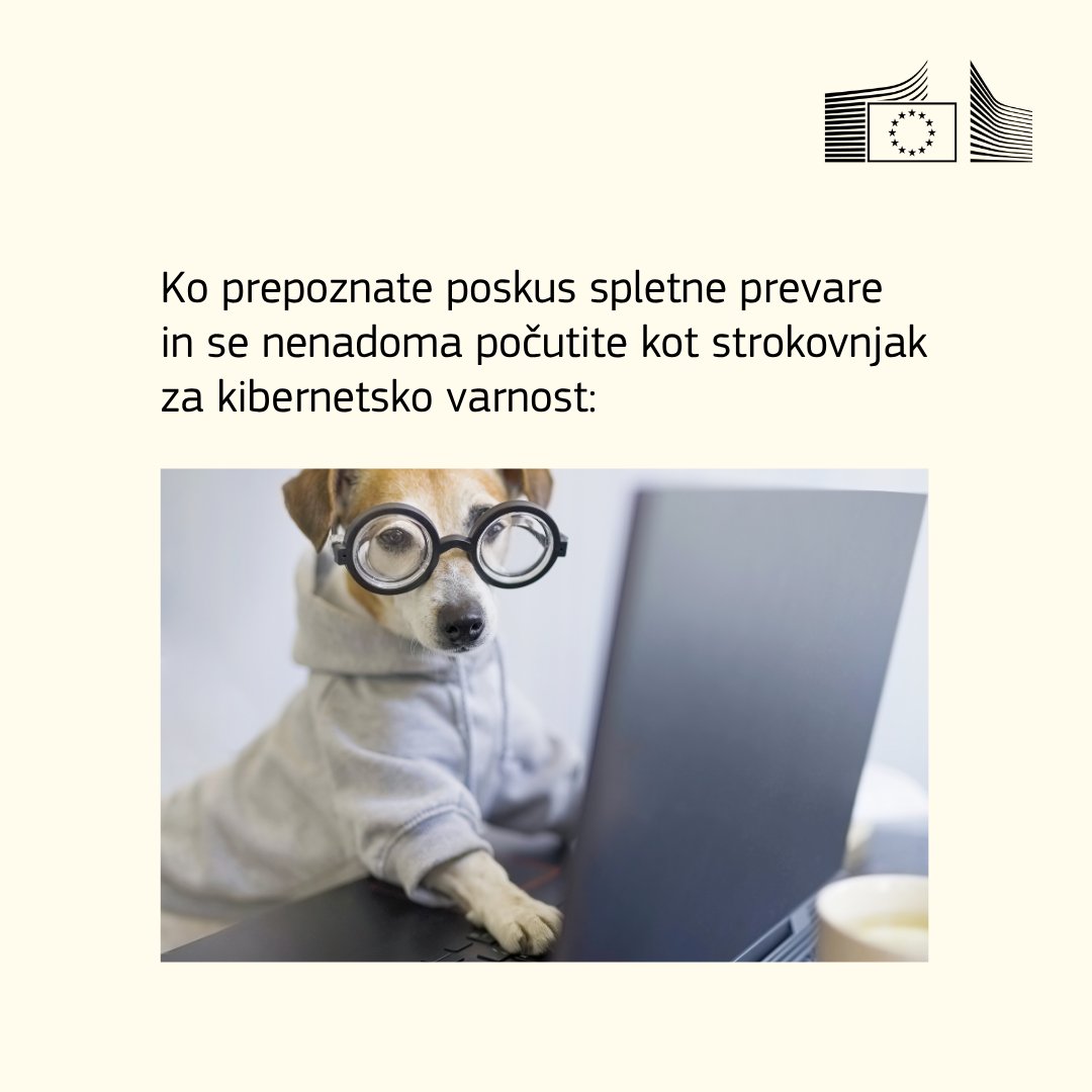 EKvSloveniji's tweet photo. Oktober je #CyberSecurityMonth!
Ali veste, kako se zaščititi pred spletnimi goljufijami?
Ni težko, le pozorni morate biti! #ThinkB4UClick
Vedno preverite vire, preden odgovorite ali kliknete na sumljive povezave ali sporočila!
Več:🔎https://t.co/JKvONYT6eh
#CyberSecMonth https://t.co/FjgmDoBMjw