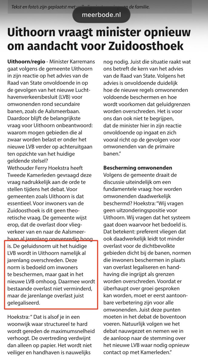 JacquelineAvun's tweet photo. ‘… bestaande overlast wordt niet verminderd, maar de jarenlange overlast juist gelegaliseerd, alsof je in een woonwijk waar structureel te hard wordt gereden de maximumsnelheid verhoogt’

#schiphol #uithoorn @MinIenW @MinisterIenW @IenWTweedeKamer @2eKamertweets @EersteKamer https://t.co/2uybpf5LpS