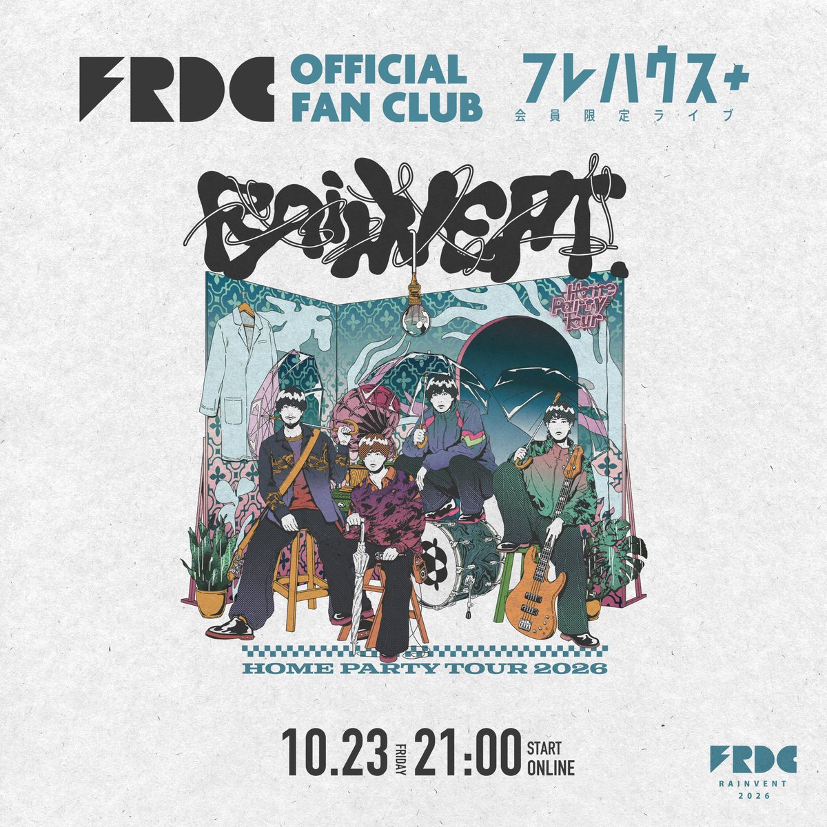 frederitter's tweet photo. 🌧️ 有料配信決定 ☔
FC #フレハウス +会員限定ツアー
「Home Party Tour 2026 - #RAINVENT -」有料配信が決定💥
✔東京公演ライブ映像(全13曲)
✔東名阪3公演ドキュメンタリー映像

📅10/23(金)21:00
※アーカイブ：配信終了後〜11/1(日)

⚠️早割りチケット発売開始🎫10/16(金)まで！

▼詳細はこちら https://t.co/rrpD4JmWZJ
