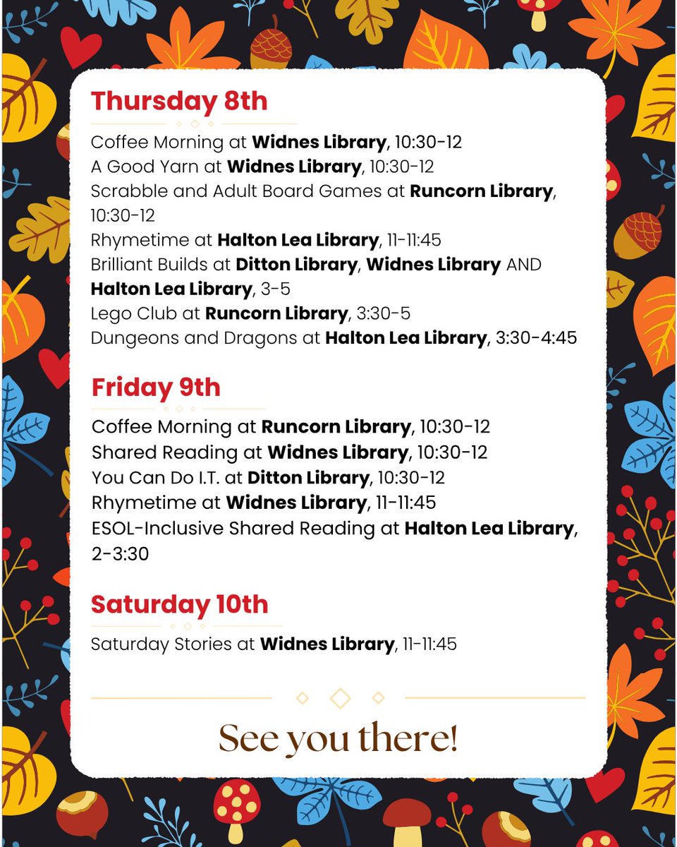 HaltonLibraries's tweet photo. 🍁🍂 Those cool, autumnal evenings are crying out for a brew and a book 🍂🍁

Browse and reserve your next read online: https://t.co/ZyroQmsBSh https://t.co/QSpJbEarIz