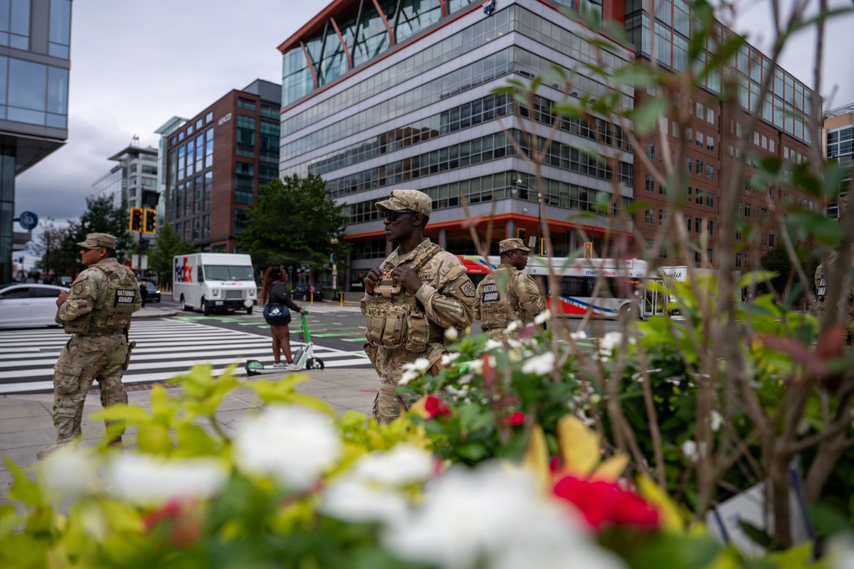 DCGuard1802's tweet photo. From business districts to the National Mall, through neighborhoods &amp; everywhere in between — our presence is felt across the nation’s capital. Joint Task Force-DC remains visible, vigilant and ready to support our partners &amp; help keep Washington safe. #AlwaysReadyAlwaysThere https://t.co/mXhXbXNvjv