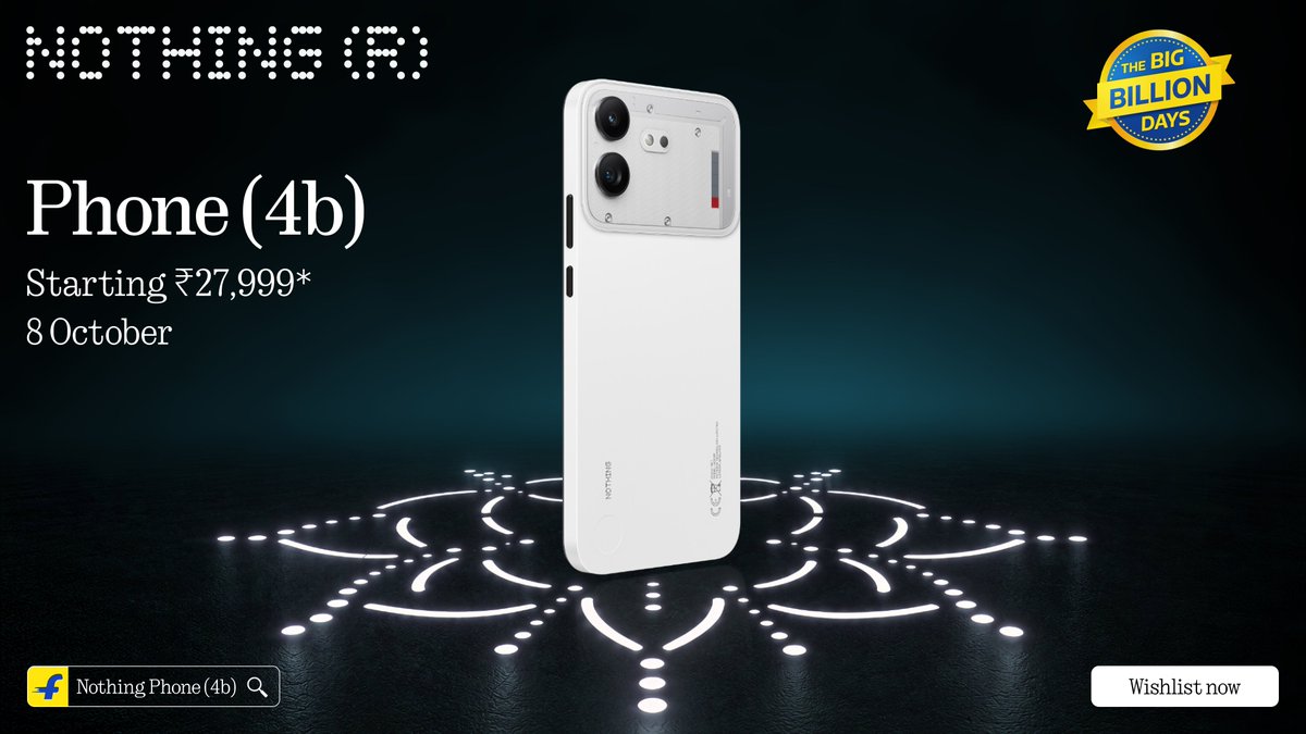 nothingindia's tweet photo. Nothing Phone (4b) powered by Snapdragon. Lowest-ever price, live now.