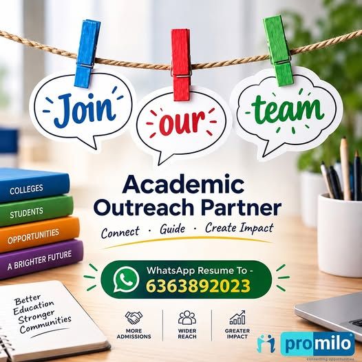 promilo's tweet photo. 🎓 Connect. Guide. Create Impact.
Join as an Academic Outreach Partner to connect students with educational opportunities. Strong communication skills + a student/academic network? We’d love to connect.
📲 WhatsApp: 6363892023
#AcademicOutreachPartner #EducationJobs #ExtraIncome https://t.co/VNNCUtcbbt
