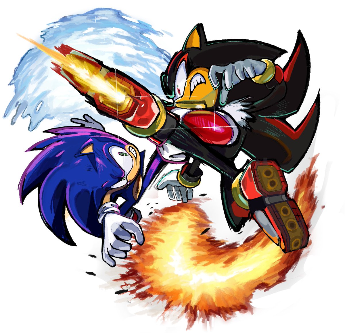 INFMILK_Mgn's tweet photo. Sonic Blades of Courage Cover art redraw https://t.co/YFx7YhX47i