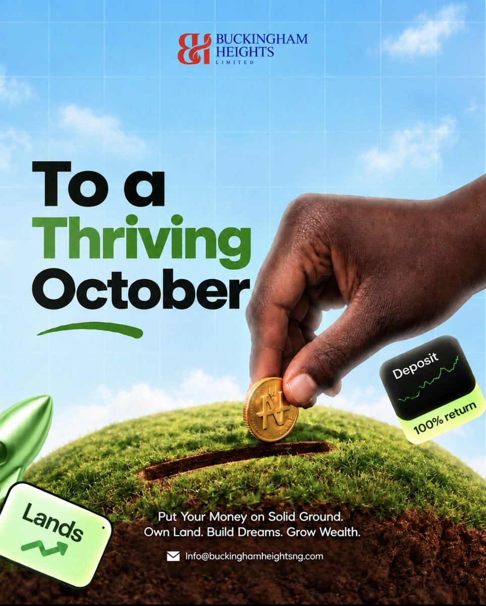 B_heights_ng's tweet photo. HAPPY NEW MONTH
At Buckingham Heights Capital, we believe every new month is another opportunity to take a step closer to owning that dream property and building lasting wealth through real estate.

#HappyNewMonth #BuckinghamHeightsCapital #RealEstate #PropertyInvestment https://t.co/r0FrUC3kBd
