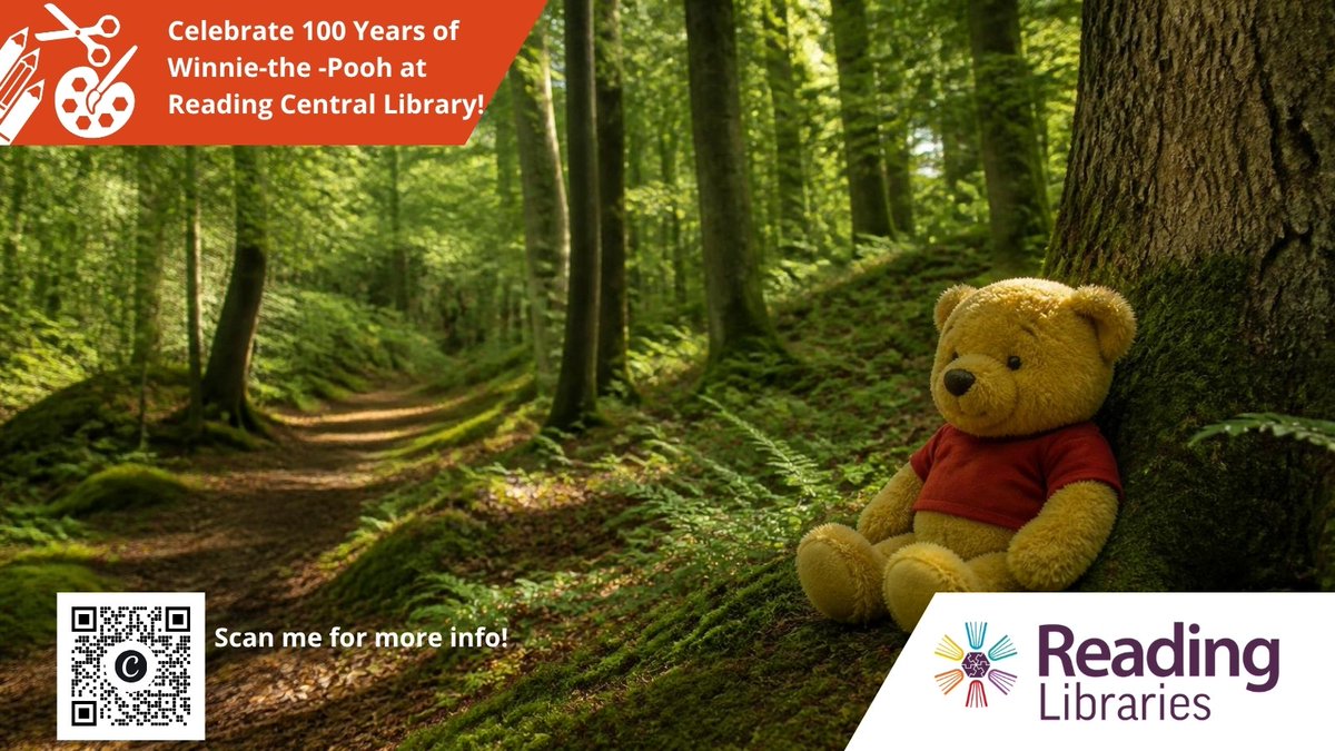 readinglibrary's tweet photo. Help our Central library celebrate 100 years of Winnie-the-Pooh with Storytime and Crafting sessions every Friday through October!
9 Oct 3.45- 4.15pm, 16 Oct 3.30-4.30pm, 23 Oct 3.45-4.15pm, 30 Oct 11-12pm + 2.00-3.00pm. FREE, drop-in.
#PoohTurns100  #AAMilne  #HundredAcreWood https://t.co/62Bo40FrYQ