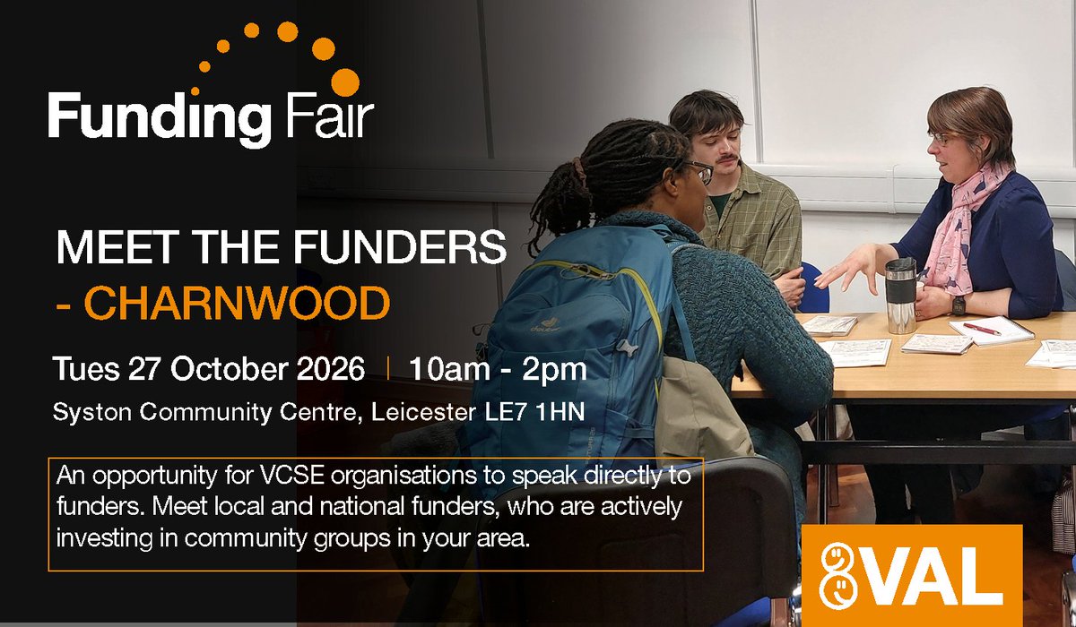 valonline's tweet photo. ▶️#MeetTheFunders - Charnwood
Struggling with a funding application?
Had an application rejected, not sure where to go next? Book your FREE place now!
Find out more here:
https://t.co/l9XTCpBTgR
#askVAL #Funding #Leicestershire https://t.co/O5h29WqNGo