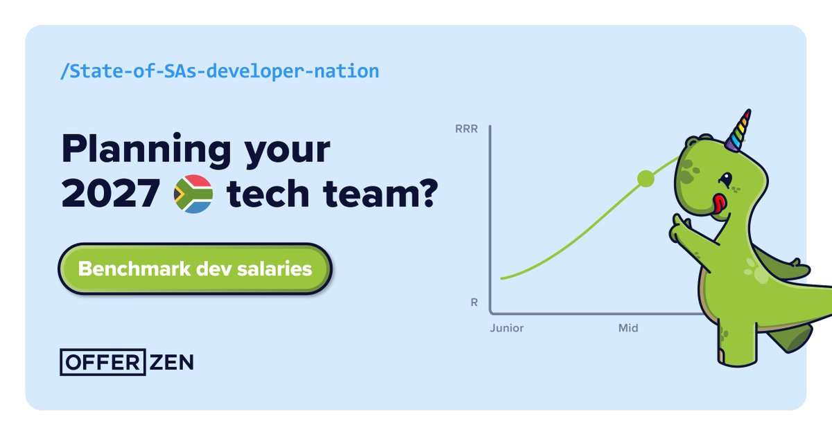 OfferZen's tweet photo. Thinking about how your tech team will look in 2027? If you’re hiring or just trying to keep your best people, review season is a whole new ballgame now that AI is changing how we measure, reward, and evaluate engineering work.

Our 2026 Salary and Benefits report gives you the numbers you need to make those decisions: salary benchmarks, benefits gaps, hiring trends, and career progression insights, all from over 2,200 SA tech professionals. Download the full report here: https://t.co/8n09ZjEVYg