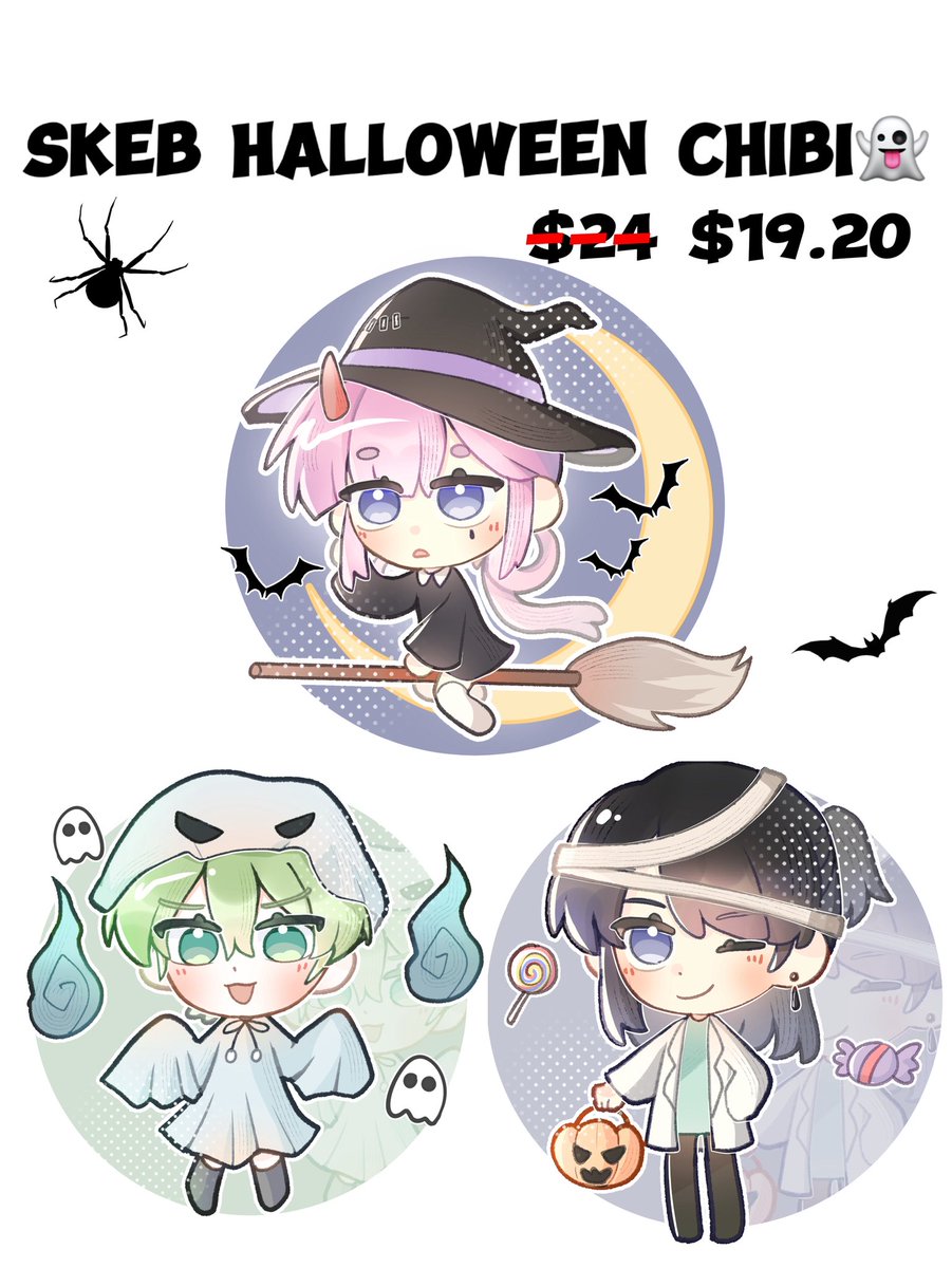 benmiao88's tweet photo. ✨ MY COMMISSIONS ARE OPEN!! ✨
I'd love to draw your OC in my cute chibi style 🥺💕
 VGen: https://t.co/dLjGrIuJRt

🎃 Skeb Halloween Chibi
🧸 YCH — Headshot with Doll
🎀Character Sheet — Half Body + 2 Chibi

#Vgen #opencomms #artmoots #VgenCommㅤ https://t.co/lr1AF8wbY4