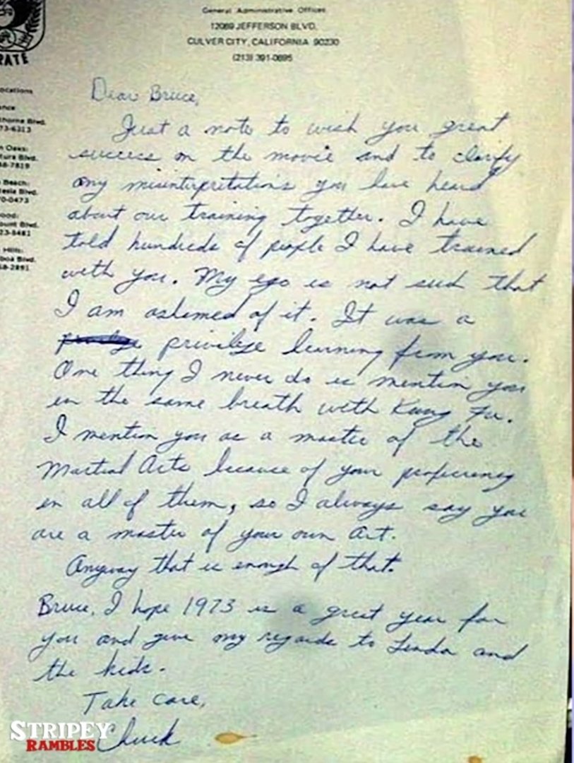 esmusssein9's tweet photo. @nico_merker @WilliamStuck70 @its_The_Dr Unfortunately, Chuck’s handwritten apology letter to Bruce Lee shatters your delusion https://t.co/Mc0UMgh6sH