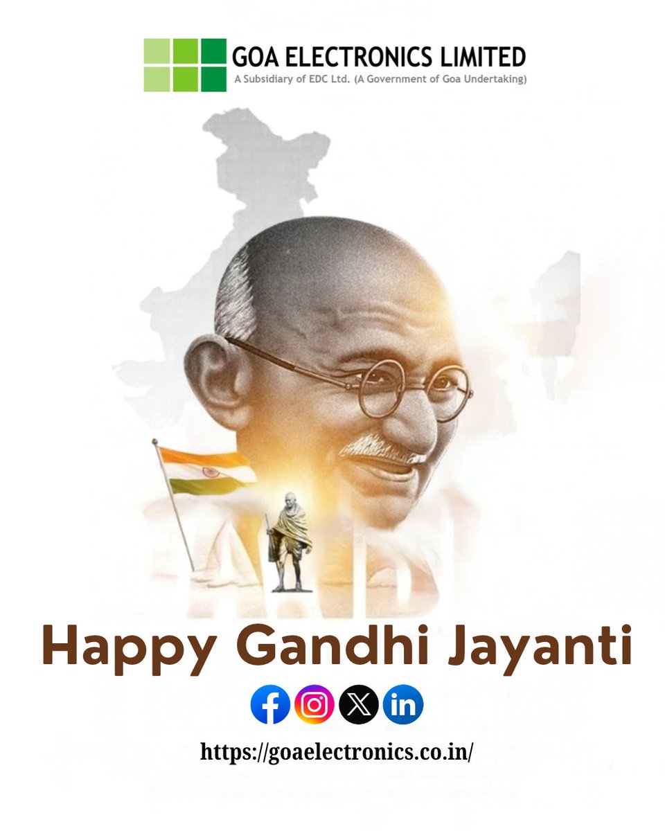GoaElectronics's tweet photo. Happy Gandhi Jayanti!
#gel #govtgoa #happygandhijayanti https://t.co/7lv8KythRQ