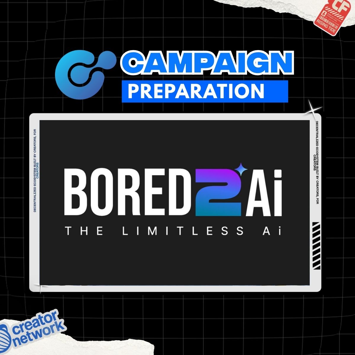 TheCreatorFi's tweet photo. New Campaign ALERT!

More information coming soon! They will be introducing a MASSIVE reward and very fun campaign to participate in! 

Start by following @Bored2AI 

Now is the time to let your creativity shine! 

Campaign will be release somewhere next week or the following week. More details TBA! 

Get ready!