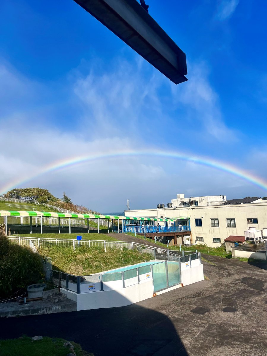 otaruaquarium's tweet photo. ふと空をみたら…
虹がかかっていました🌈！
＃おたる水族館　＃虹　
＃ラッキーな1日🎶 https://t.co/LP4It8fG32