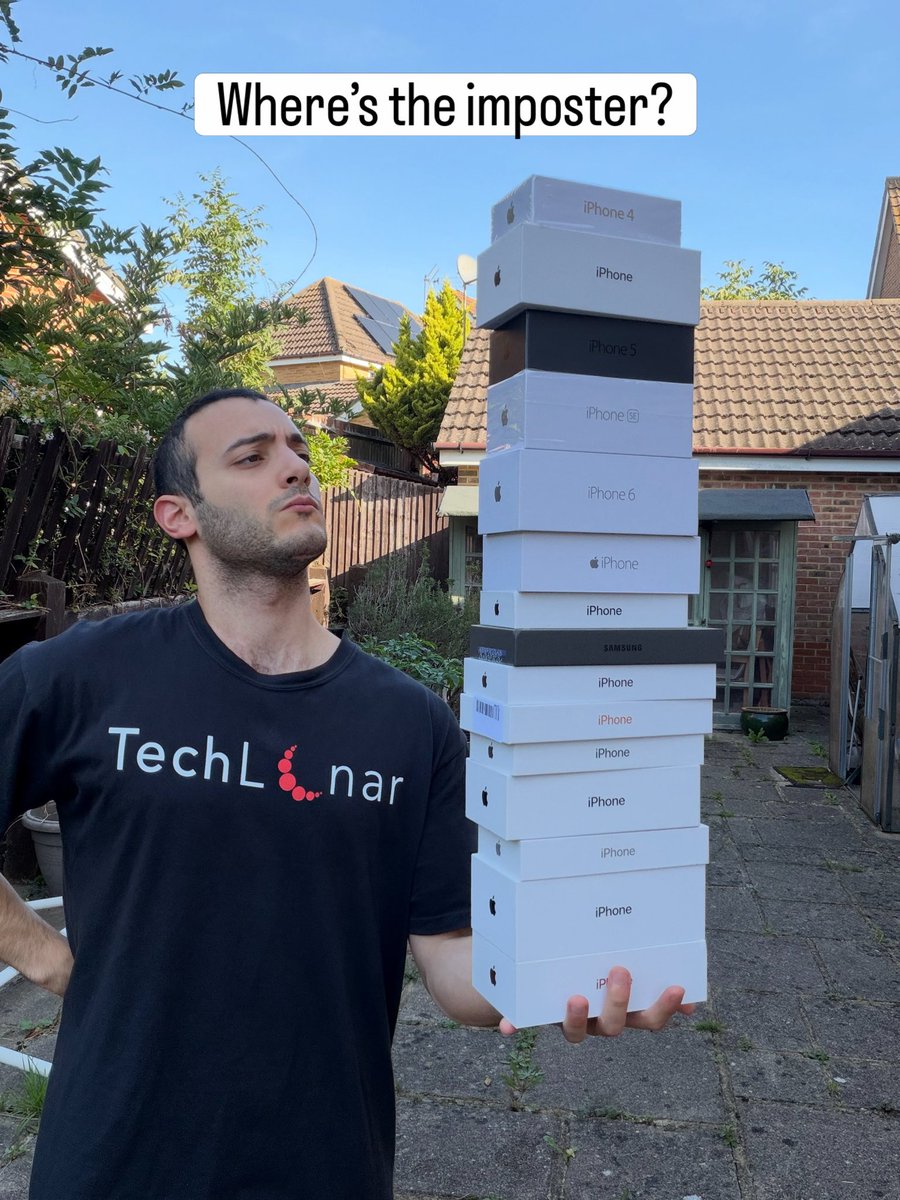 techlunar1's tweet photo. The iPhone tower. Whereโs the imposter? ๐คฏ๐ค #iphones #iphonetower #iphonecollection #iphone #fyp https://t.co/7tWuWGLeQf