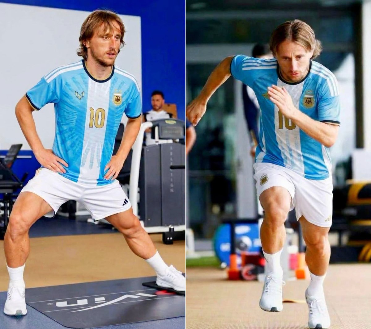 FranzyFrancis's tweet photo. Modric showing respect to the goat 🐐 @FCBarcelona @Argentina https://t.co/qdHTAEwYul