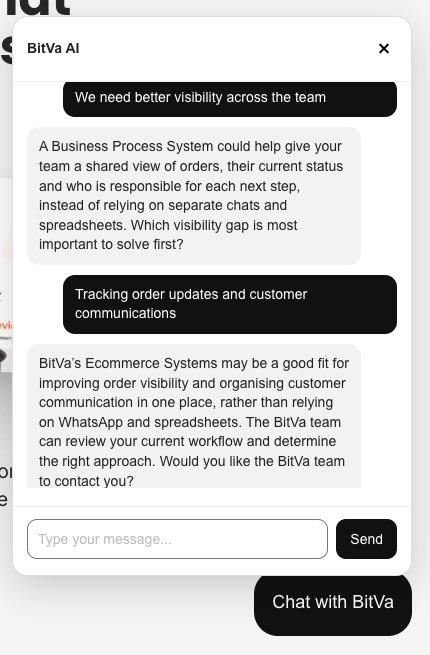 Olowott's tweet photo. I’ve been building something new at BitVa Tech.

It’s an AI Sales Assistant for business 

Learning when AI should make decisions — and where normal coding should stay in control. It’s now live on the BitVa Tech website. #AIEngineering #GenerativeAI #RAG #SoftwareEngineering https://t.co/7pM80rC95g