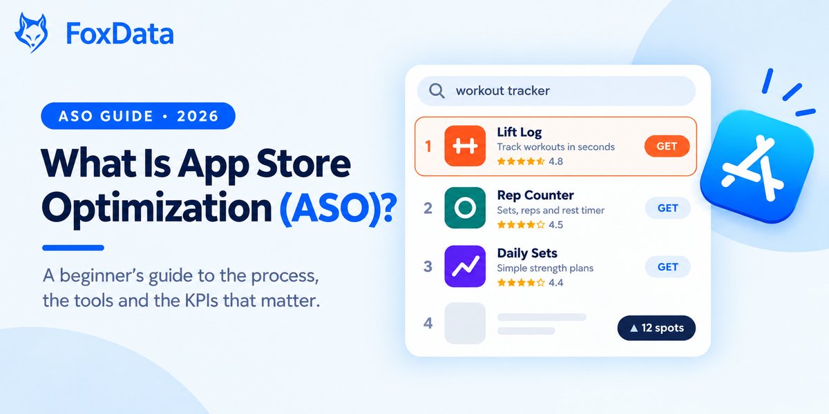 foxdata_com's tweet photo. Rank #1 for a keyword with 50 searches a month. Congrats, nobody's looking.

Rank #10 for one with 5,000 and you'll out-install it.

Most ASO reports still celebrate the wrong number. Here are the KPIs that matter: 
https://t.co/obaoPYkrTm https://t.co/zD1dFRhxab