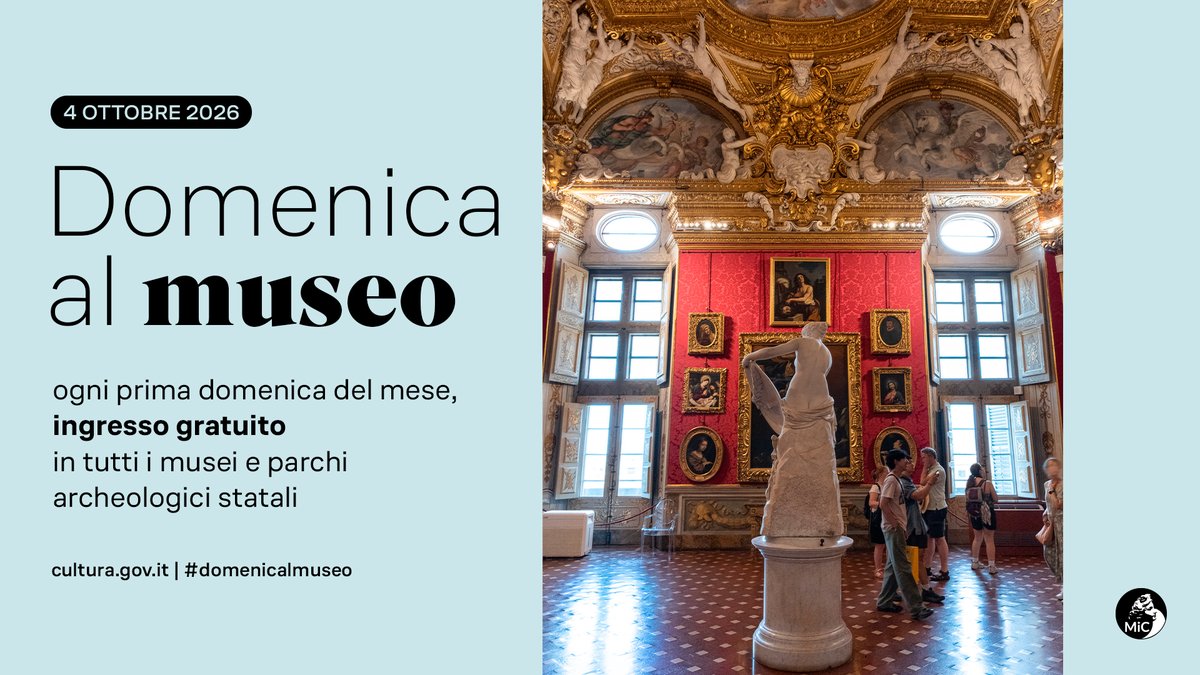 UffiziGalleries's tweet photo. Questa domenica 4 ottobre torna #domenicalmuseo con ingresso gratuito in tutti i musei, siti, parchi archeologici e luoghi della cultura statali.

Gli #Uffizi, #PalazzoPitti e Giardino di #Boboli ti aspettano! https://t.co/0k6wtJ4Et4