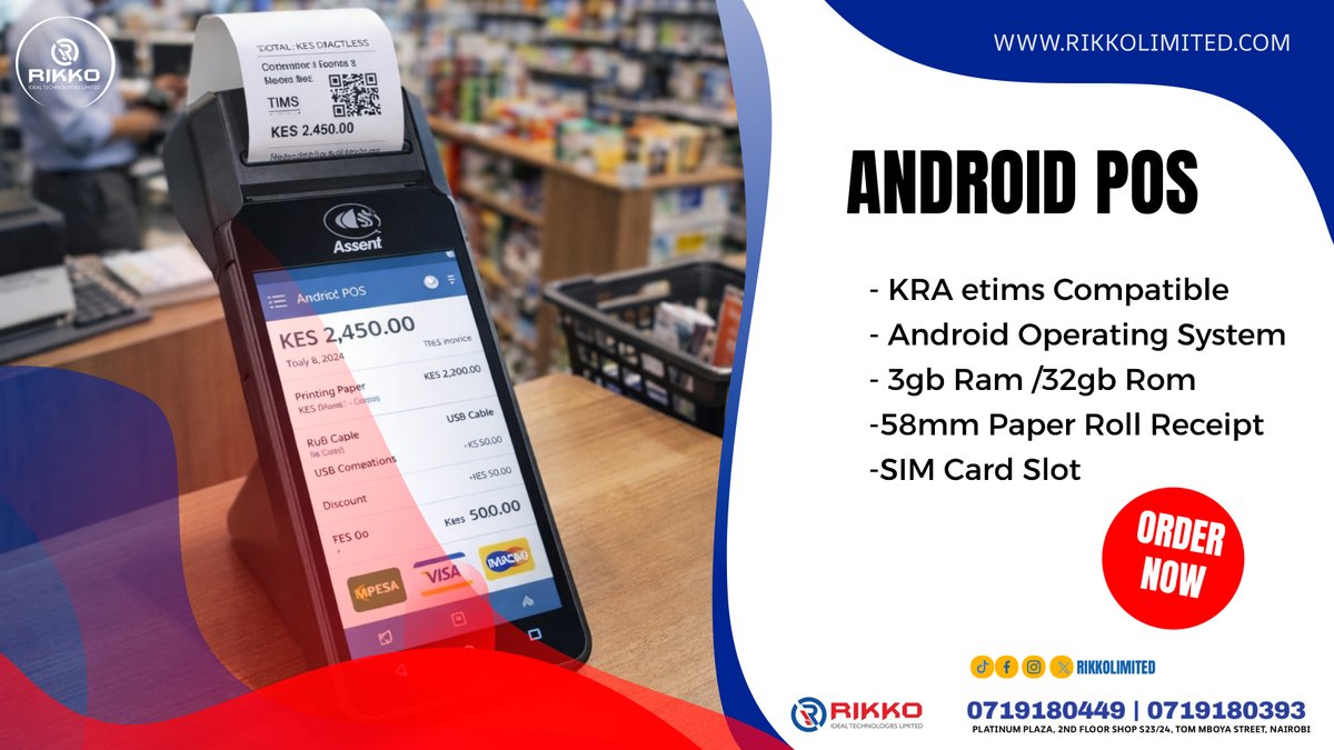 rikkolimited's tweet photo. Sell anywhere, scan barcodes, and print receipts on the go Take your sales mobile with the Android Handheld POS Terminal with Built-in Printer

#AndroidPOS #HandheldPOS #MobilePOS #POSHardware #PointOfSale #ReceiptPrinter https://t.co/vGFQtkgAhR