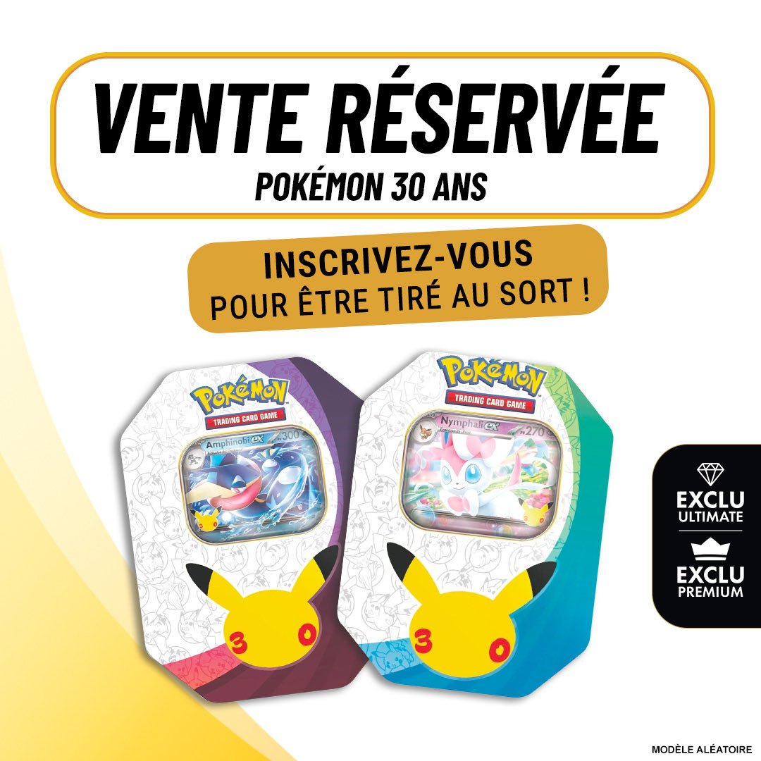 LeCoinDesS's tweet photo. 🚨 Le lien d’inscription vient de tomber pour tenter votre chance sur les Pokébox Pokémon 30 ans chez Micromania ! 👀🔥

Si vous voulez tenter votre chance, c’est maintenant ! 🍀 https://t.co/St8RfXVVhH https://t.co/wNBckjeu6g