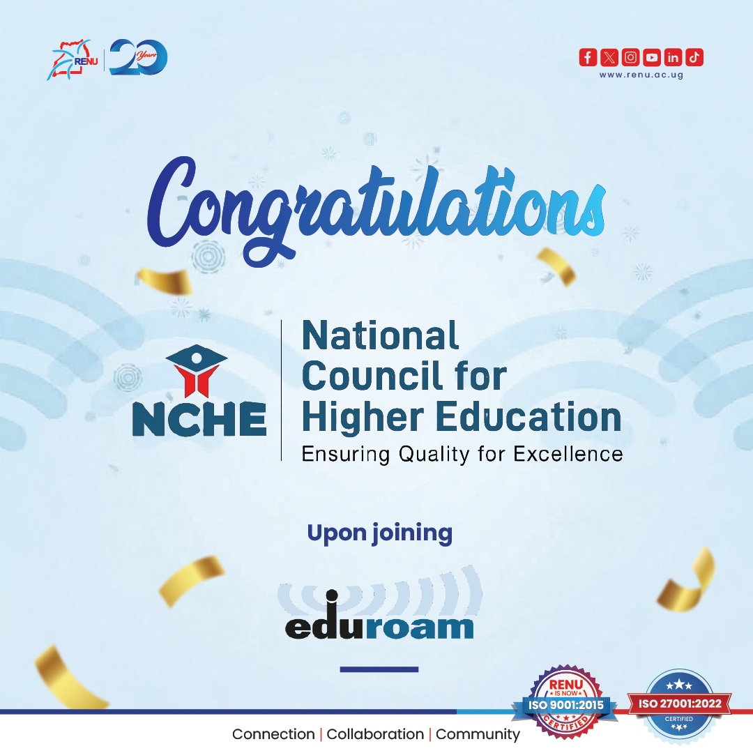 RENU_256's tweet photo. @nche_uganda Joins the @eduroam  Family 
 
On 26th September 2026, the National Council for Higher Education (NCHE) joined the eduroam family, integrating secure and seamless connectivity into its operations and strengthening its connection to the wider global research and education ecosystem.
 
As the regulator for higher education in Uganda, NCHE plays a central role in establishing standards, guiding the establishment and management of institutions, safeguarding the quality of higher education, supporting the recognition and equivalence of qualifications, and advising the Government on higher education matters.
 
By joining eduroam, NCHE affirms the role of eduroam as the connectivity standard for Uganda's higher education and the enabler for institutional collaboration and knowledge exchange in Uganda.
 
We are delighted to have NCHE as part of the eduroam family!

@MoICT_Ug @UCC_Official @STIsecretariat @inthefield @UbuntuNet @WACREN @ASRENorg @SomaliREN @Educ_SportsUg