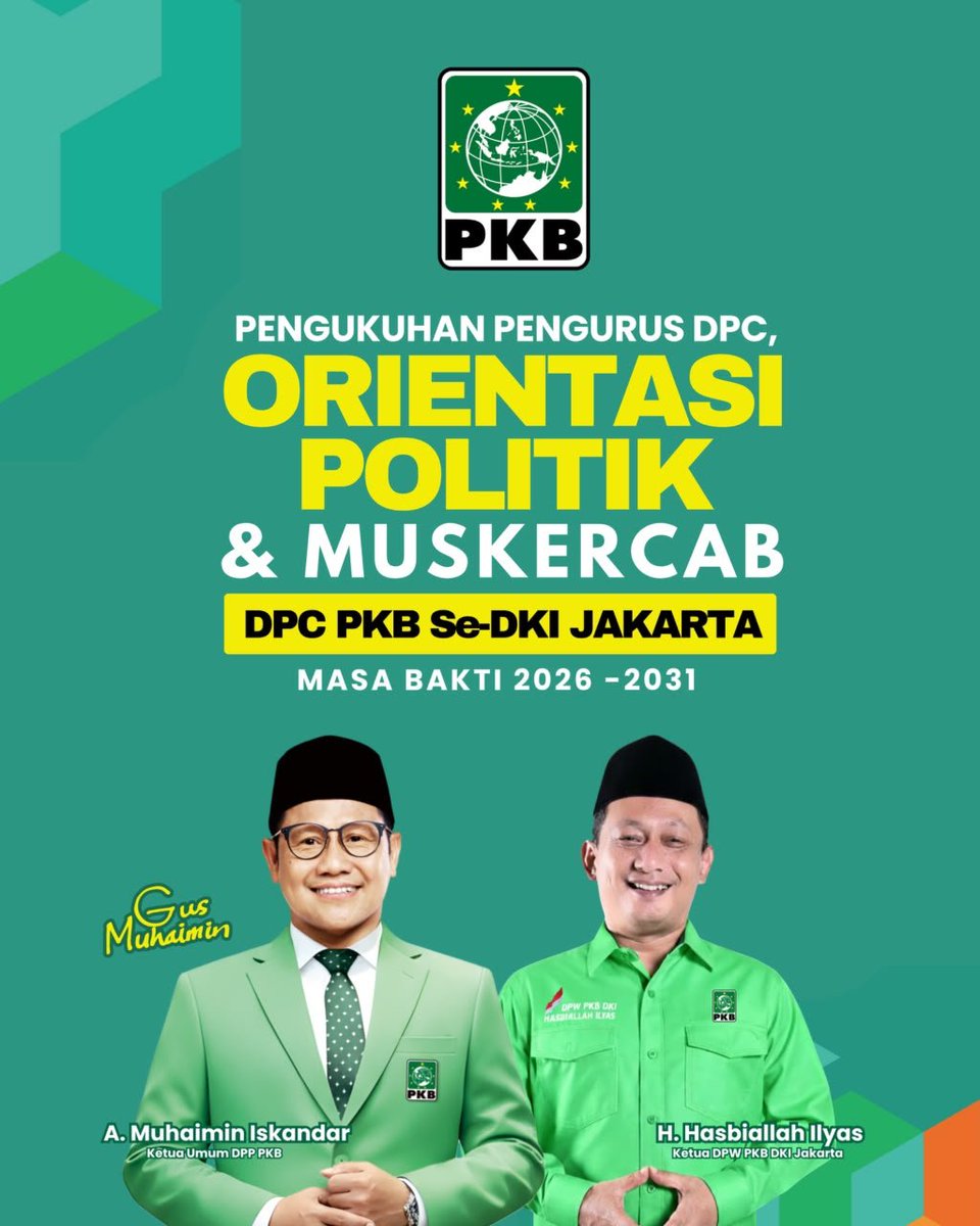 DPWPKBJAKARTA's tweet photo. Jadwal Pengukuhan DPC, Orientasi Politk dan MUSKERCAB DPC PKB se-DKI Jakarta Masa Bakti 2026-2031

@dpp_pkb 

#pkbmasadepanjakarta https://t.co/VQ33LgrEW0