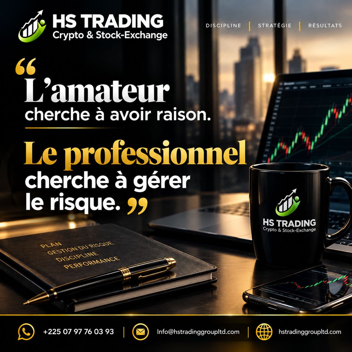 SebastienNHien1's tweet photo. "L'amateur cherche à avoir raison. Le professionnel cherche à gérer le risque."

HS Trading vous aide à développer plan, gestion du risque, discipline et performance d'un vrai pro. 

Commentez "INTÉRESSÉ" 

#HSTrading #GestionDuRisque #TradingDiscipline #TraderPro https://t.co/N4VFRIdgyE