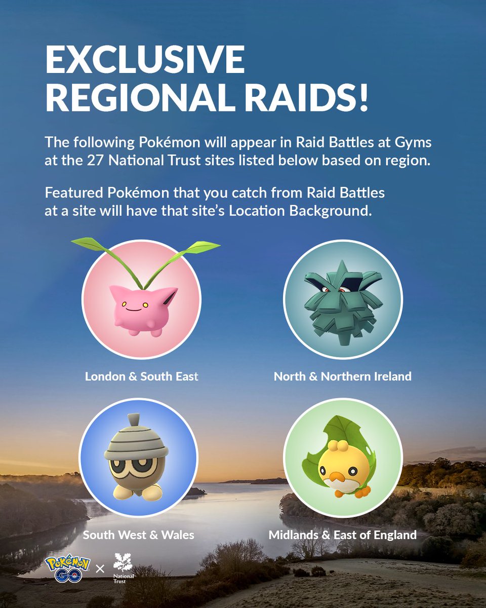pokemongoappuk's tweet photo. The leaves are turning brown ๐ and it's time to get your boots on and head out to your local National Trust site as the adventure continues!
#PokemonGO #PokemonGOCommunity #PokemonGOUK https://t.co/hHJuv7KHqE