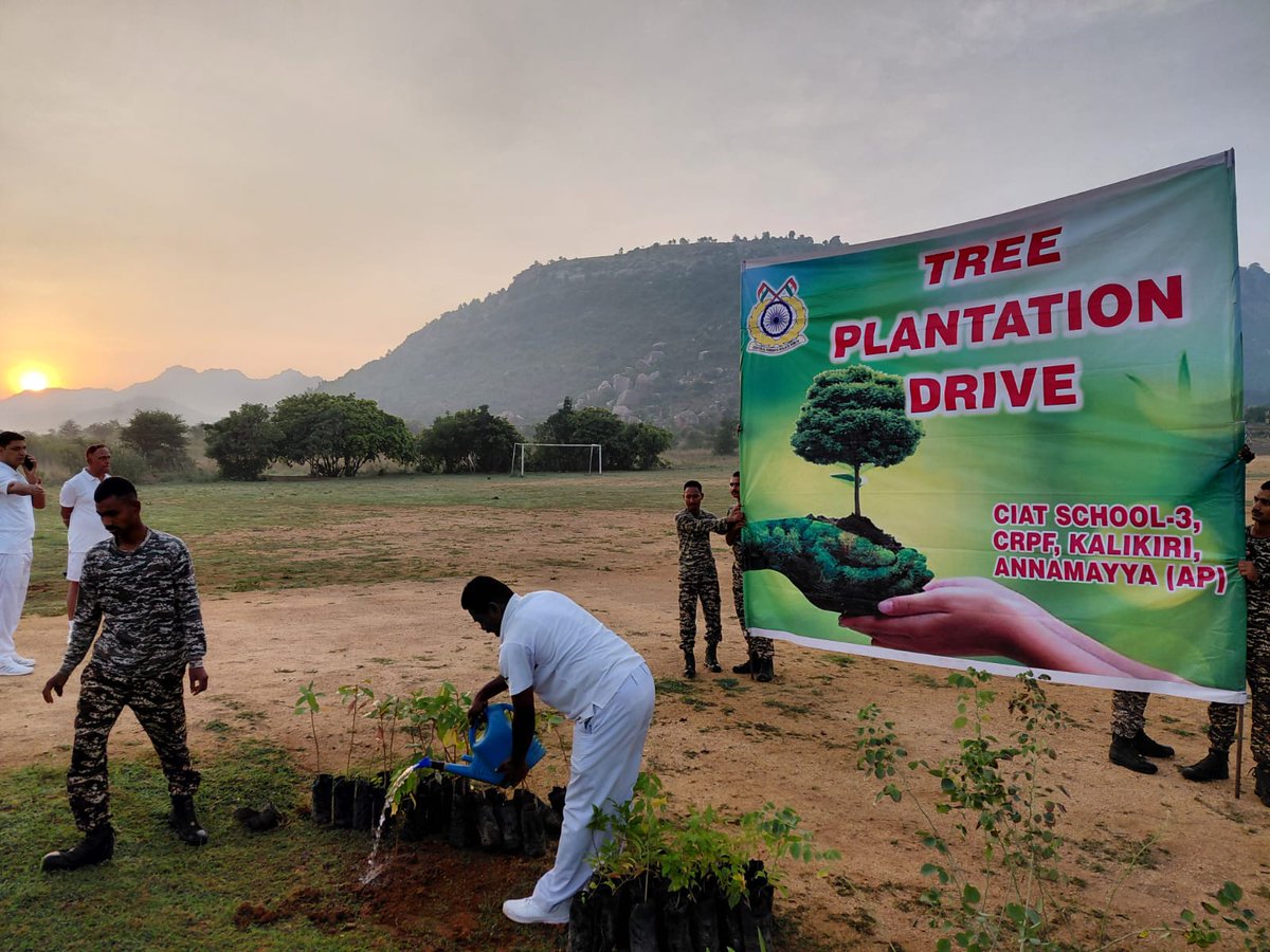 CiatCtr85137's tweet photo. A successful tree plantation drive was conducted at CIATS,CRPF,Kalikiri,Anamayya (A.P),On 2nd Oct 2026.
🌳One tree, one step toward a greener tomorrow.
      Plant trees,Protect nature,Preserve life💚
#treeplantation #GreenIndia #CleanIndia #TreePlantDrive #PlantTrees #GoGreen https://t.co/ejLHk95jmP