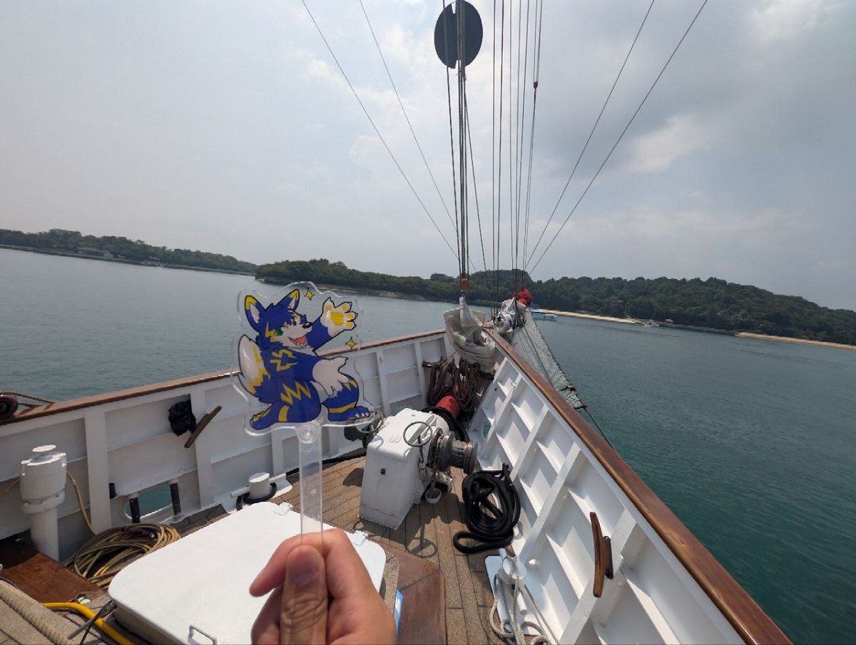 ArzehtPastro's tweet photo. 今天本狼來體驗傳說中的新加坡「皇家信天翁號」（Royal Albatross）啦！⛵️✨   
這艘帆船真的非常華麗，抬頭看著交錯壯觀的桅杆與繩索，還有甲板上超有氣氛的露天用餐區，感覺超級棒！
吹著海風、躺在船網上放鬆的同時，還享受了一頓美味的烤雞大餐，實在是太幸福了～🍗🌊   
大家有機會一定要���體驗看看這華麗的海上時光！💙💛

This wolf is here to experience the legendary Royal Albatross in Singapore today! ⛵️✨   
The whole tall ship is absolutely gorgeous! Looking up at the spectacular masts and rigging, and checking out the beautiful open-air dining area on the deck, the vibe is just incredible!
Enjoying the sea breeze, relaxing on the deck nets, and having a delicious roasted chicken meal... what a perfect day! 🍗🌊  
 If you ever get the chance, you definitely need to experience this luxurious time at sea! 💙💛
#RoyalAlbatross #Singapore #Furry