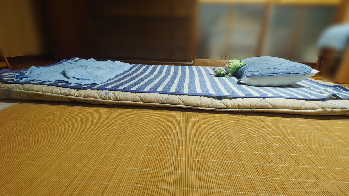 zundahouse's tweet photo. 【実家にて】
👩「いま家整理してて🫛の部屋使えないからこっちの部屋使って」

🫛「あい」

👩「布団も敷いてあるからそれで寝て」

🫛「あい（てことは実家布団変更か！？）」

🫛「・・・。」 https://t.co/sg34gnWKhz