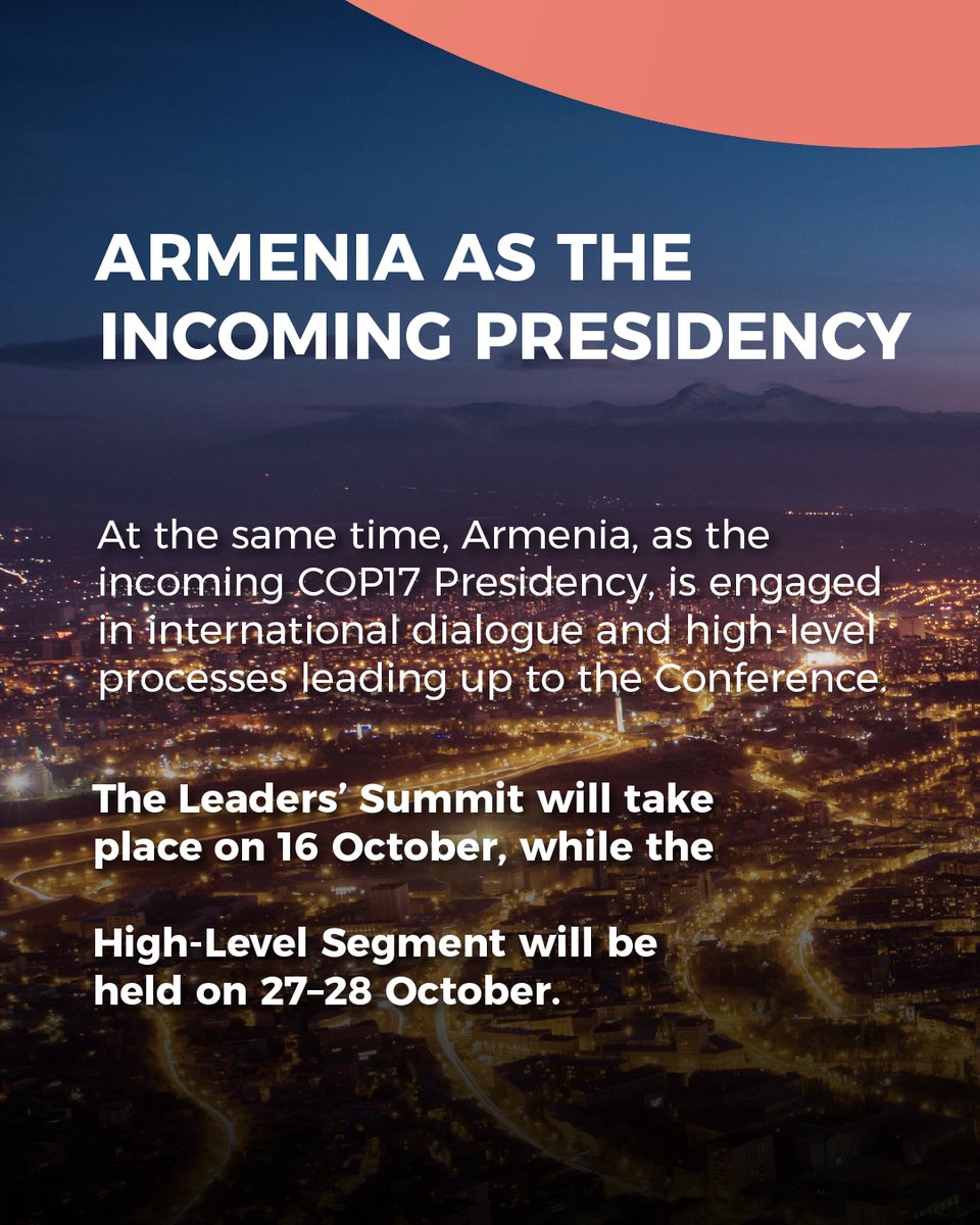 COP17_Arm2026's tweet photo. 🌍 The road to COP17 begins long before the Conference itself.
Before Parties gather in Yerevan, months of technical work, consultations, preparatory discussions and high-level engagement are already taking place.
This process lays the groundwork for the work that will continue in Yerevan during COP17.
And after the Conference, the decisions taken in Yerevan will need to translate into action.
🌿 COP17 is a key milestone in a much longer global process for biodiversity.

#COP17Armenia #BiodiversityAction #ForAction