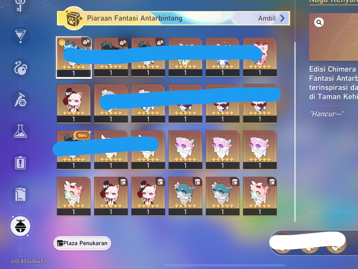 SetsuYomi's tweet photo. Guys, #wtt want to trade collectible pet hsr semua yg ga dicoret to #Vigethos, #SatedDragon, and #Batterbo 🥺
ASIA Server
ID: 800686492
#HSR #astraltrendibles #astralimageas https://t.co/EyfJFE9tUC