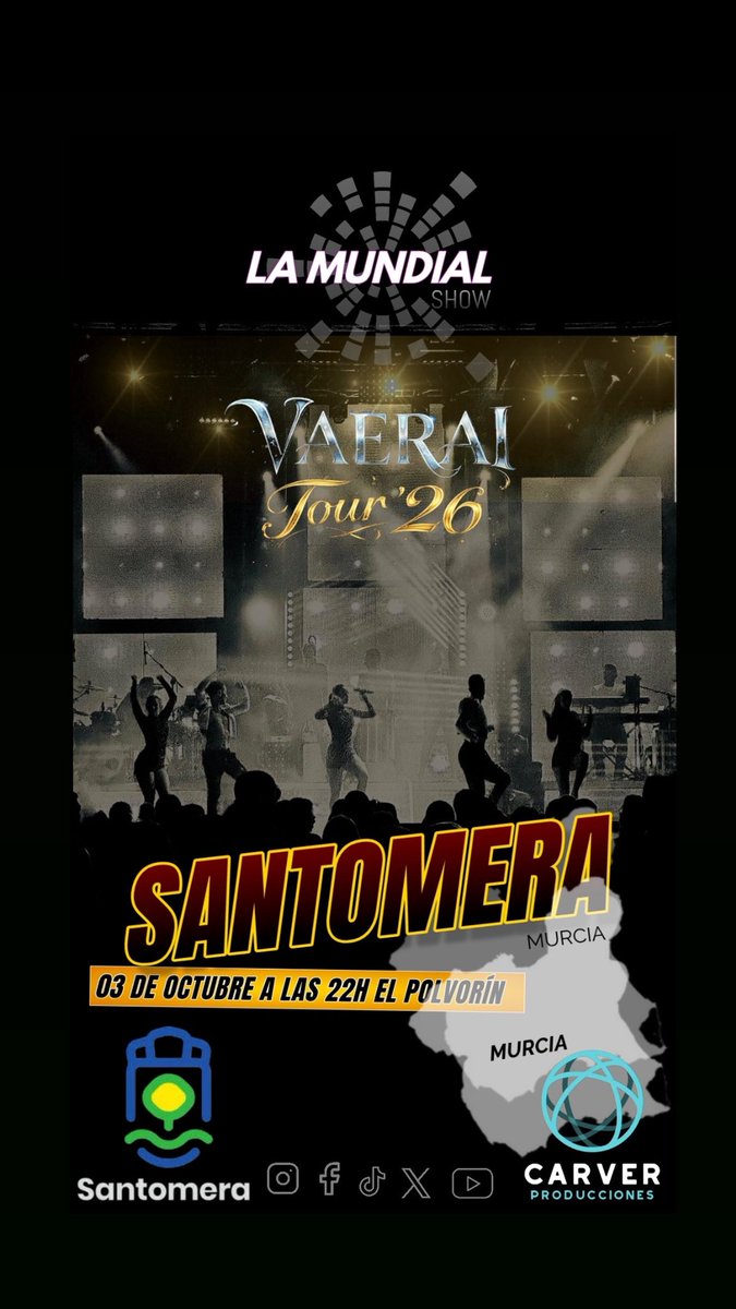 LaMundialShow's tweet photo. 𝕃𝔸 𝕄𝕌ℕ𝔻𝕀𝔸𝕃 𝕊ℍ𝕆𝕎🔥

✨VⱭҼRⱭӀ ƬƠƲR’26💫

“ⲥⳙⲁⲛ𝖽ⲟ ⲥⲁⳕⳋⲁ ⳑⲁ ⲛⲟⲥⲏⲉ... ⳑⲟ ⲉⲛⲧⲉⲛ𝖽ⲉⲅⲁ́⳽”

@ayuntamiento_santomera @espectaculos_carver 

#lamundialshow #musical
#lamundialshow musical lamundialorquestashow música vaeraitour26 https://t.co/l5KpZYSozx
