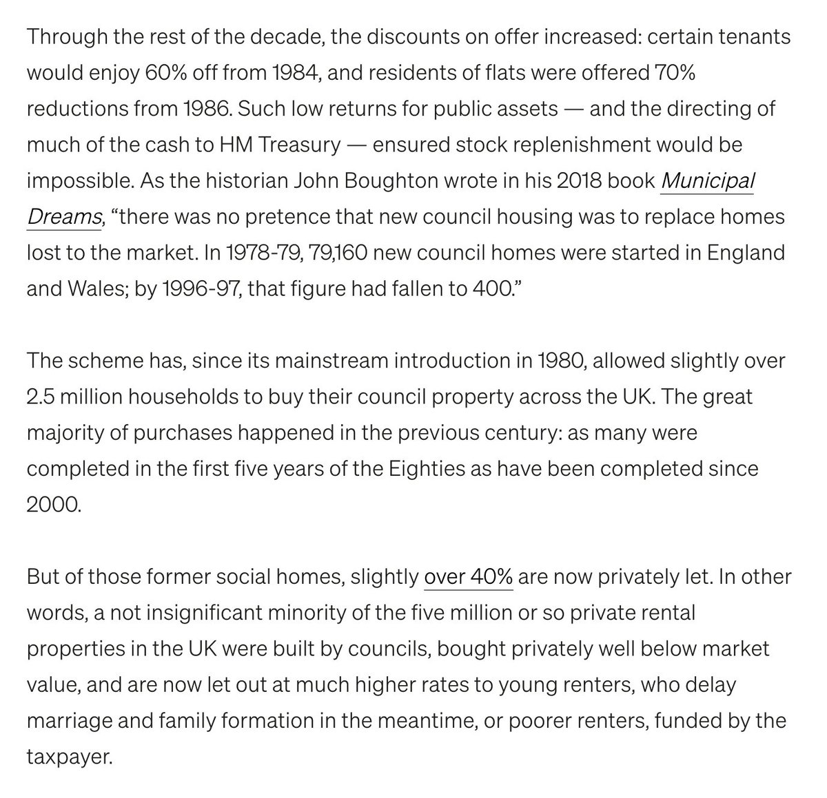 frazjmac's tweet photo. I wrote about the slow death and legacy of Right to Buy for @unherd. A life-changing scheme for millions, and a landlord factory for millions more, it has nevertheless been a negligible factor for years: harder decisions lie ahead. https://t.co/yjxUUoxWHH