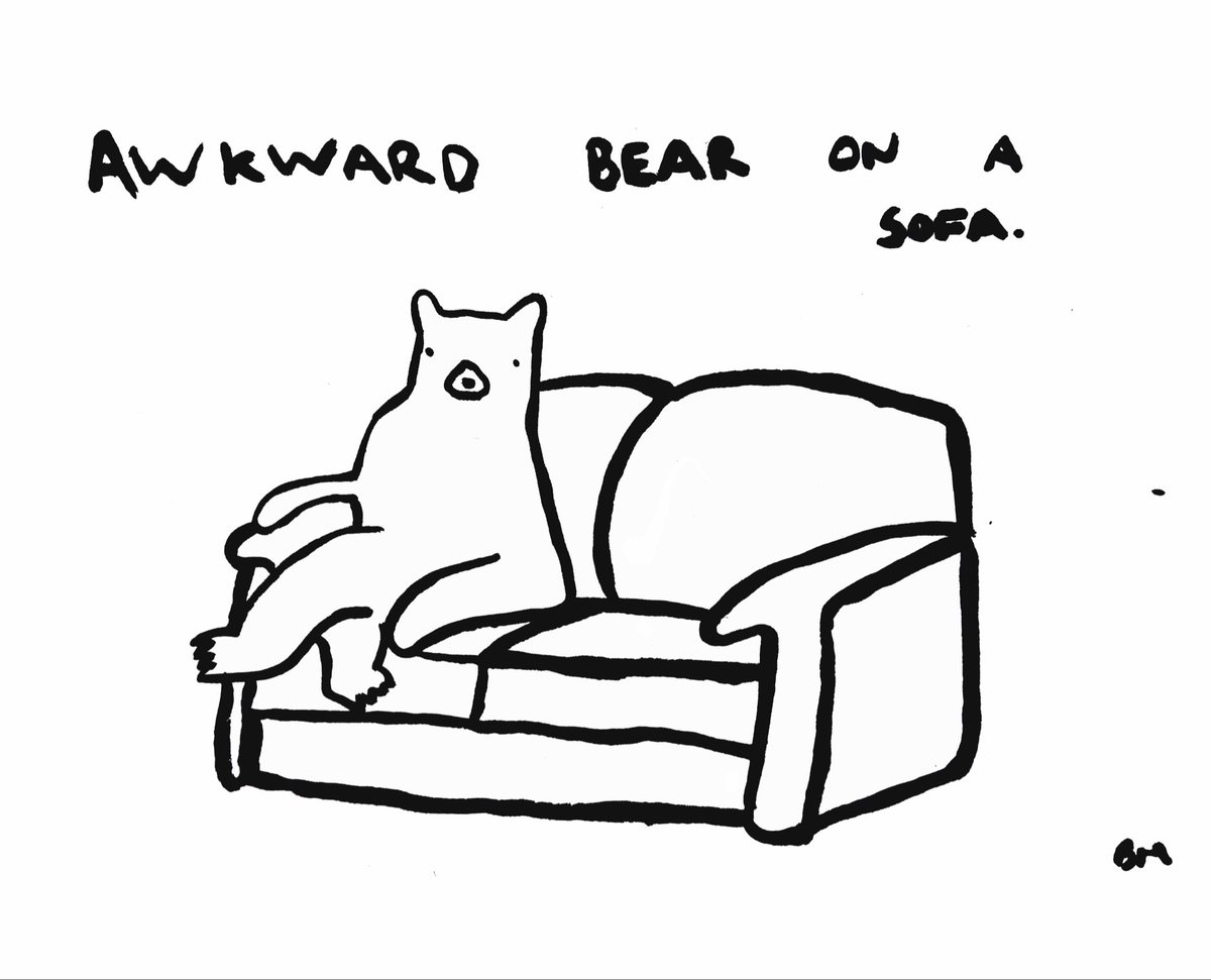 BadlyDrawnBears's tweet photo. Awkward bear on a sofa xox https://t.co/RPW4FUXbCM
