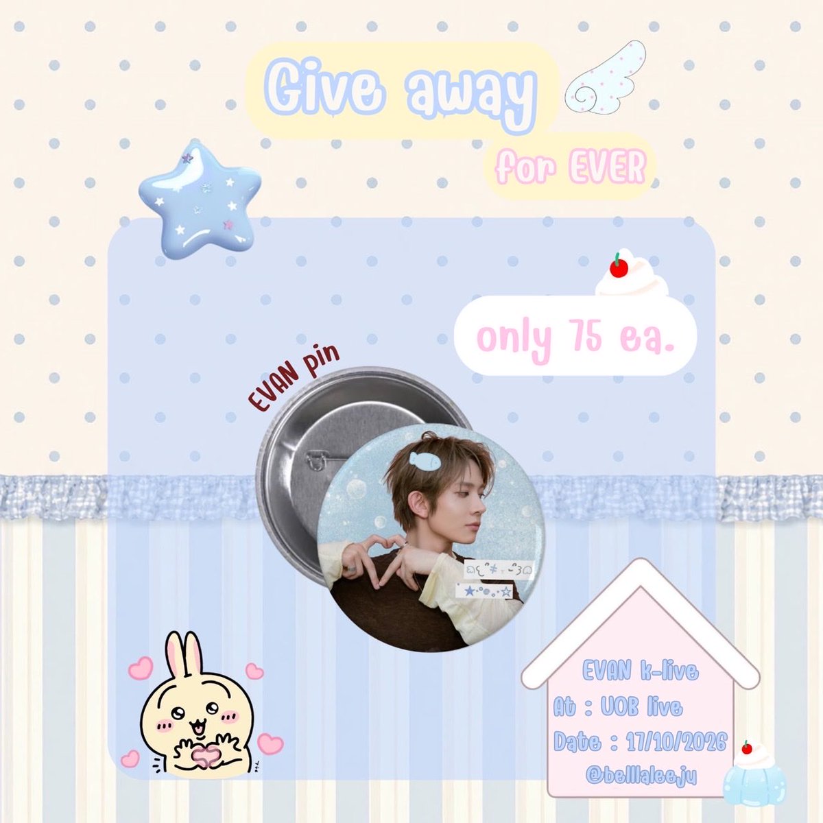 belllaleeju's tweet photo. 𝘗𝘭𝘴  𝘳𝘵  ꒰ྀི১ ໒꒱ིྀ
𝖦𝗂𝗏𝖾𝖺𝗐𝖺𝗒 𝖿𝗈𝗋 𝖤𝗏𝖾𝗋

ʚɞ evan pin 75 ea. ʚɞ

───୨ৎ───
𝘓𝘰𝘤𝘢𝘵𝘪𝘰𝘯 : UOB live
𝘥𝘢𝘵𝘦 : 17 / 3 / 2026
𝘛𝘪𝘮𝘦 : TBA
───୨ৎ───
อย่าลืมมารับน้าเอเวอคนสวย
#KliveFestival https://t.co/SPhRGYrw2D