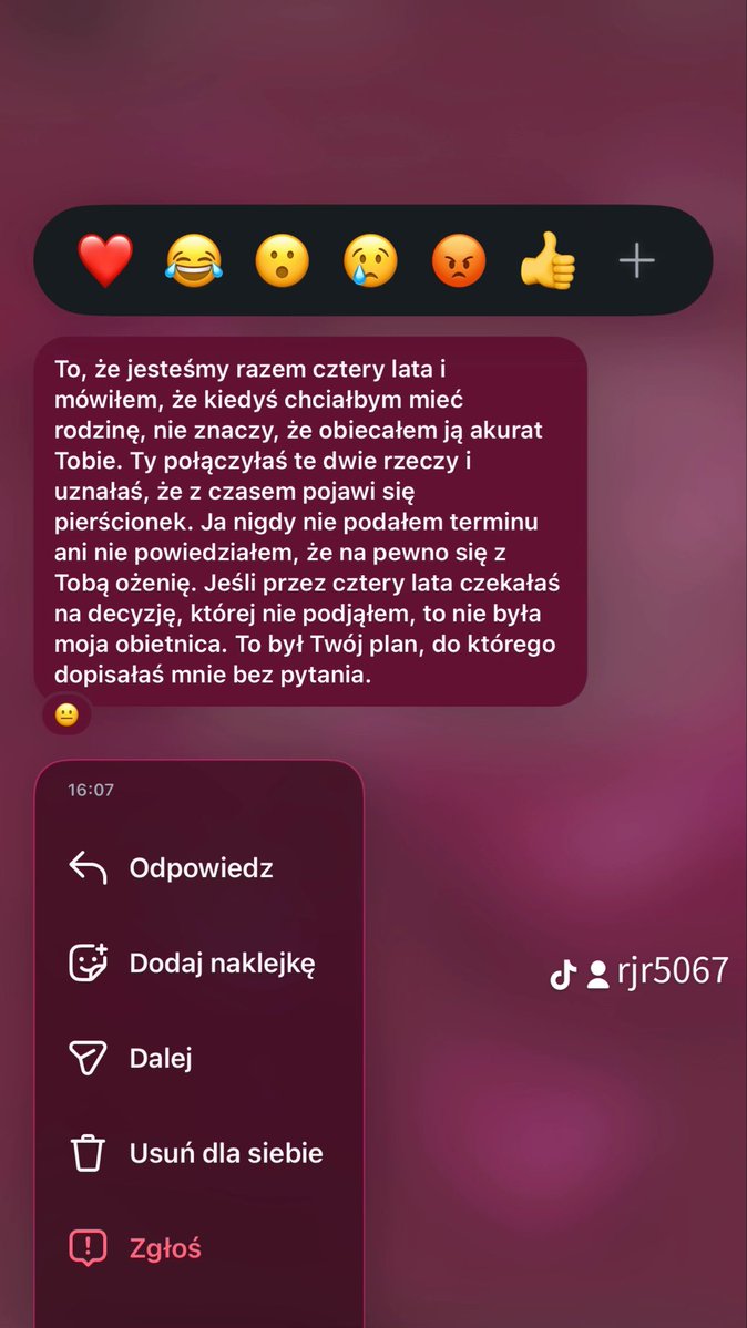 JRJ_95TT's tweet photo. Przez cztery lata mówił, że kiedyś chciałby mieć rodzinę. Gdy zapytała o wspólną przyszłość, odpowiedział, że nigdy nie obiecał jej ślubu. Czy był szczery, czy przez cztery lata pozwalał jej wierzyć w coś, czego sam nie chciał? #zwiazki https://t.co/rtExCif2Hn