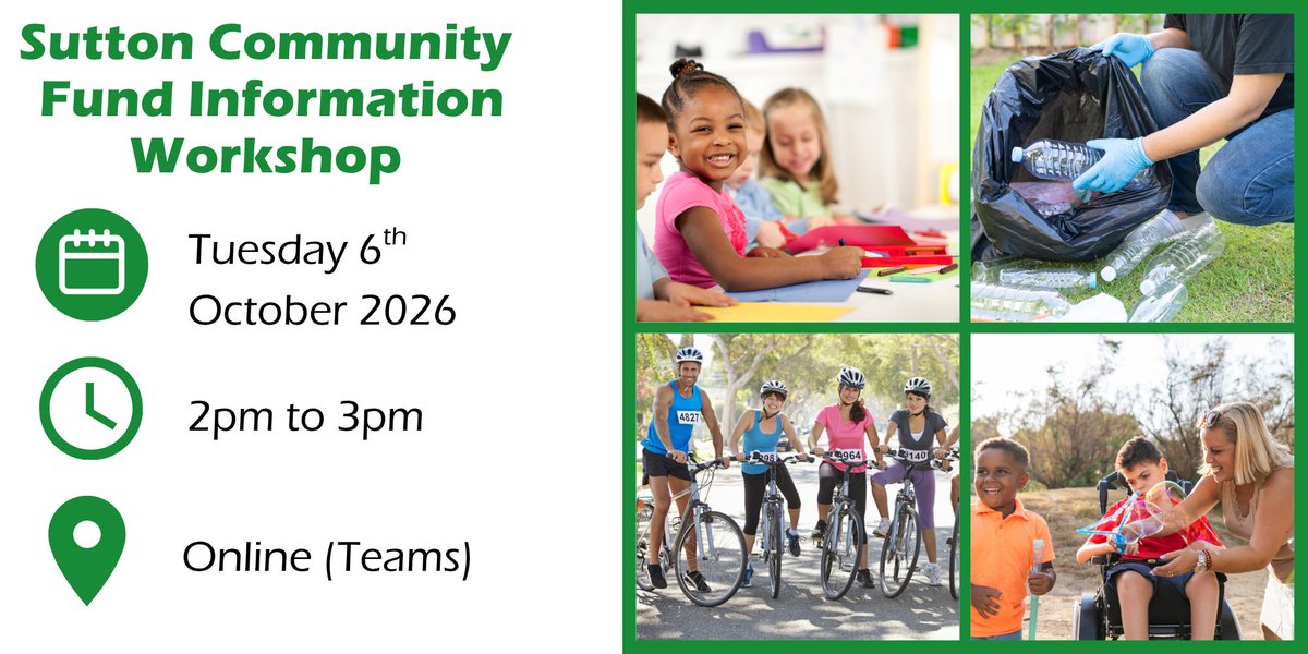 ComActionSutton's tweet photo. Do you want to find out more about the Sutton Community Fund and how your charity or community group could apply for up to £5000 to run a community focussed project?  

Book a space on our information workshop to find out more

👉️  https://t.co/EaNWhFdJs0 https://t.co/MsPEV6FQSy