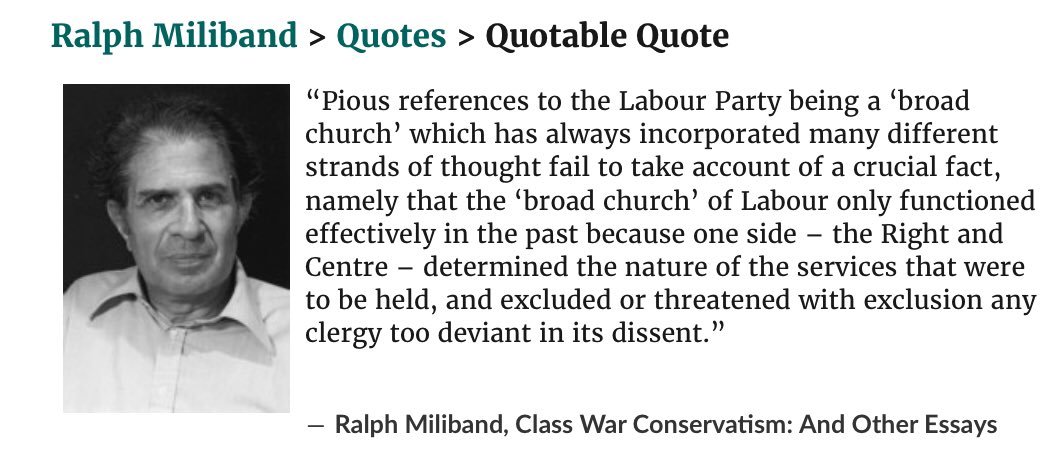 gem_ste's tweet photo. Ralph Miliband here succintly explains why the 'broad church' metaphor is held so dearly by the right wing of the Labour party. https://t.co/ji13aBWU1w