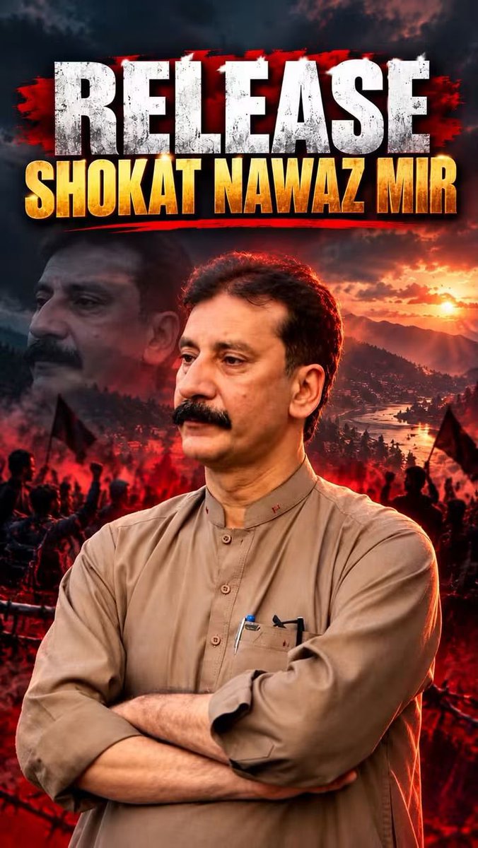 StateAJK786's tweet photo. Release Shoukat Nawaz Mir 
#ajkrightmovement 
@AJEnglish @BBCUrdu @BBCBreaking @UNHumanRights @UN @WIONews @ImranRiazKhan @HamidMirPAK https://t.co/p9pk6z6aWO