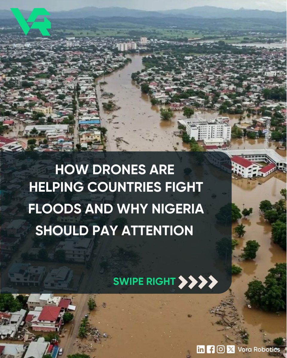 VoraRobotics's tweet photo. How can drones help Nigeria prepare for and respond to floods?

Our latest article explores how aerial mapping and drone technology can support smarter flood preparedness and emergency response. 

Read the full article below. 

https://t.co/TIY5LnQeEj https://t.co/tWX27QGmpd