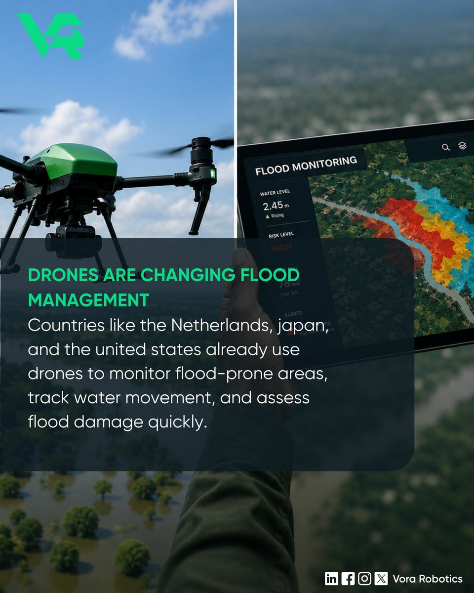 VoraRobotics's tweet photo. How can drones help Nigeria prepare for and respond to floods?

Our latest article explores how aerial mapping and drone technology can support smarter flood preparedness and emergency response. 

Read the full article below. 

https://t.co/TIY5LnQeEj https://t.co/tWX27QGmpd