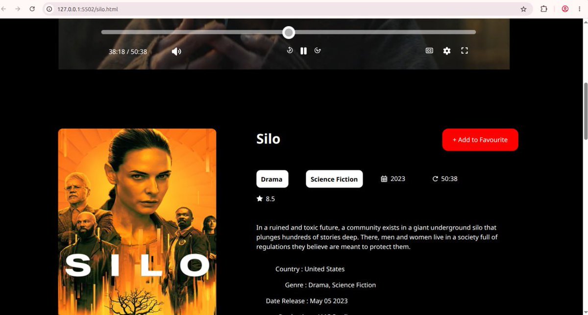 dev_edwin_'s tweet photo. Day 20/100

Today I continued building my movie streaming website

I worked on creating a dedicated Silo movie/series page, focusing on the layout, positioning, typography, and adding visual elements with HTML and Tailwind CSS. https://t.co/Jehl9KD2iH