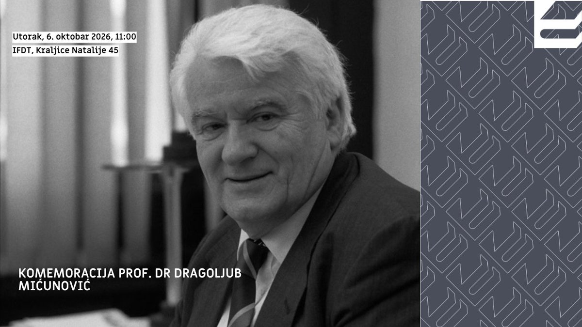 IFDT_Beograd's tweet photo. KOMEMORACIJA PROF. DR DRAGOLJUB MIĆUNOVIĆ

Komemorativni skup povodom smrti prof. dr Dragoljuba Mićunovića biće održan 6.10. u 11h u Institutu za filozofiju i društvenu teoriju, Kraljice Natalije 45, u sali na šestom spratu.

Svojim akademskim i intelektualnim radom i društvenim angažmanom profesor Mićunović ostavio je dubok trag na institucijama na kojima je studirao, predavao i bavio se naučnim radom. Njegova zaostavština na Filozofskom fakultetu i Institutu za filozofiju i društvenu teoriju je od neprocenjive važnosti za sve one koji će nastaviti da razvijaju oblast istorije političke misli, ali i discipline iz domena demokratske kulture i demokratskih vrednosti.

Pozivamo vas da svojim prisustvom odamo počast njegovom akademskom radu i životu.