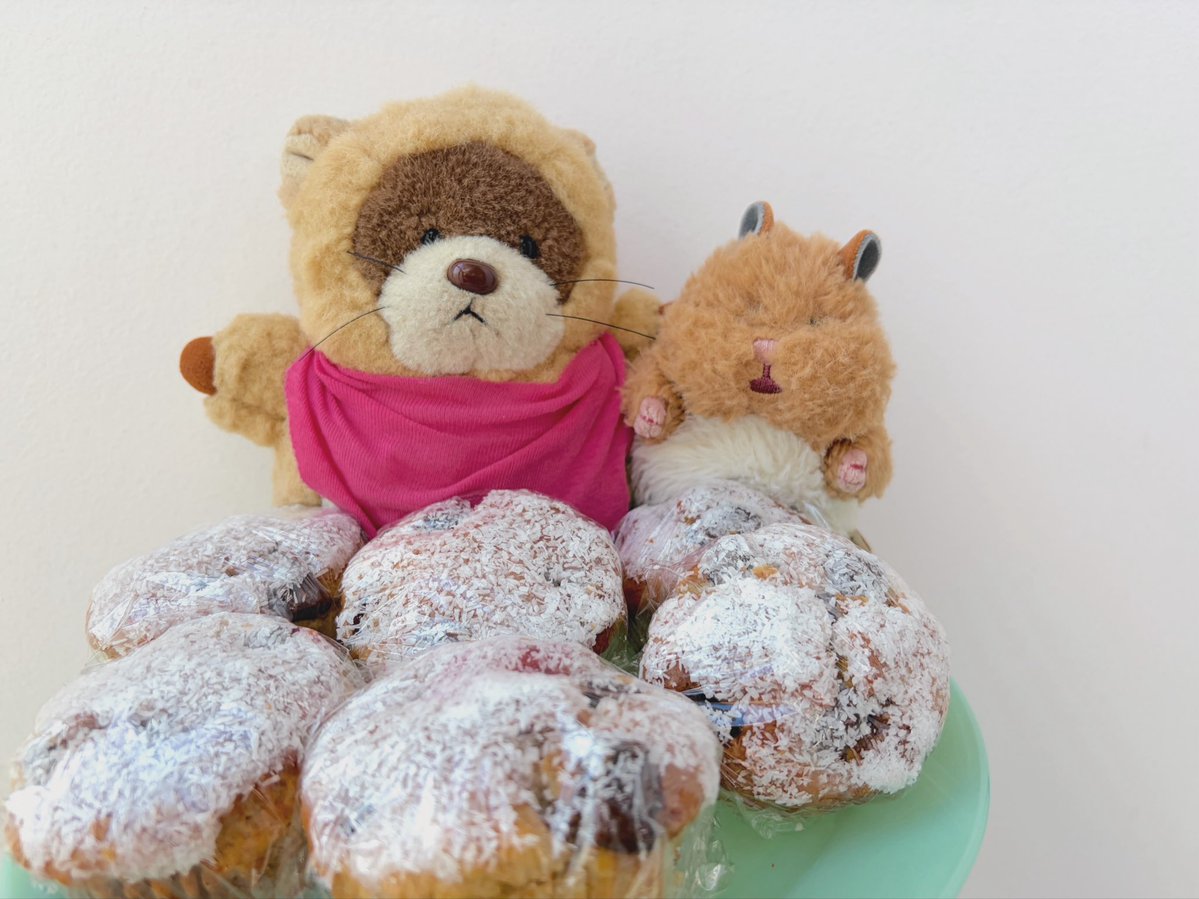 nigirimi's tweet photo. チョコバナナココナッツマフィンを手に入れたたぬきと弟子 https://t.co/3uoUCtEeaY