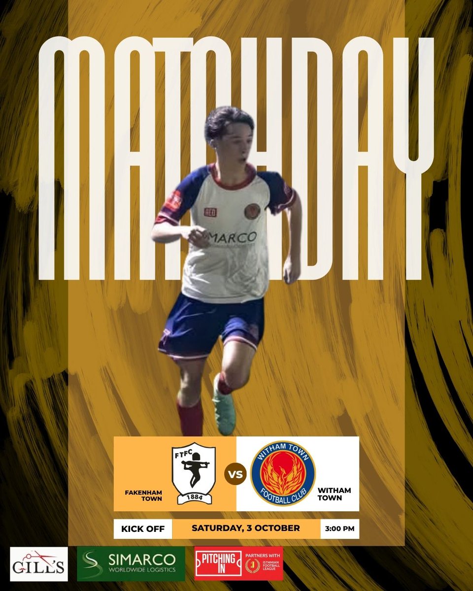 Withamtownfc's tweet photo. It's Matchday!

We are away to Fakenham Town in the @IsthmianLeague at 3pm.

Address:
Clipbush Lane
Daly Group Stadium
Fakenham
NR21 8SW https://t.co/5yKKMXcWHO