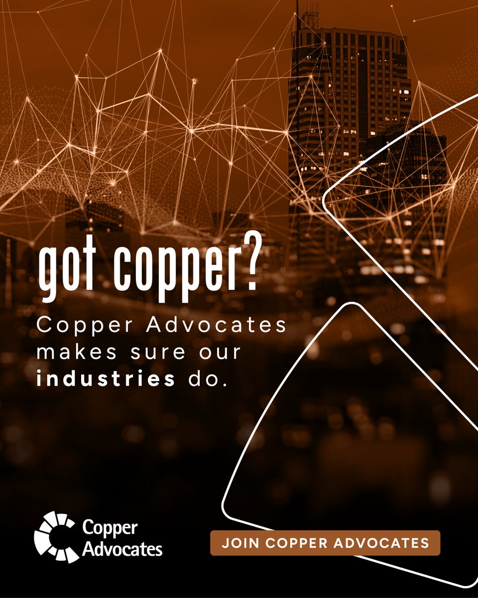 thinkcopperUS's tweet photo. Industrial investment follows confidence.
Shifting policy and other conditions can slow planning and weaken domestic growth.
Copper Advocates gives industry a collective voice in the decisions shaping U.S. #copper competitiveness.
Help keep investment moving. Anyone can join. 
https://t.co/0kfniXhZcC
#GotCopper #CopperAdvocates #CDA