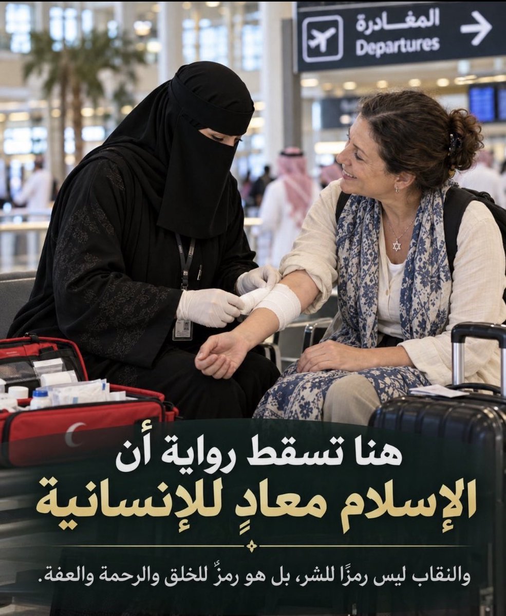 Khhaled1M's tweet photo. إنها #السعودية صورة تستحق أن تتصدرالصحافة العالمية؛لأنهاتظهر قيما إسلامية الرحمة،والتسامح،وهو أمر الله: العدل والإحسان مع الجميع،حتى في حالات الخلاف،صورةتجسدأن الحجاب رمز للعفة،وصورةتعكس سماحة #الإسلام ورحمته، سلوكاًوأنه دين سلام.
الابتسامةتظهرماوجدته من رعاية واهتمام https://t.co/dPLHiKwfmV