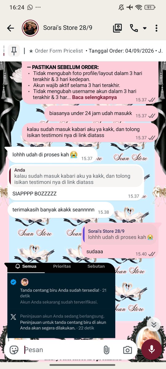 seansoang's tweet photo. 𓊆ྀི  𝒦ℯ𝒹𝒶𝒾 𝒮𝓌𝒶𝓃 𓊇ྀི
——————— • • 
testimoni jasa cenblue by @seansoang 💗🦢

06 - testi keenammm 😋😋😋 https://t.co/1KPAwNFWAK
